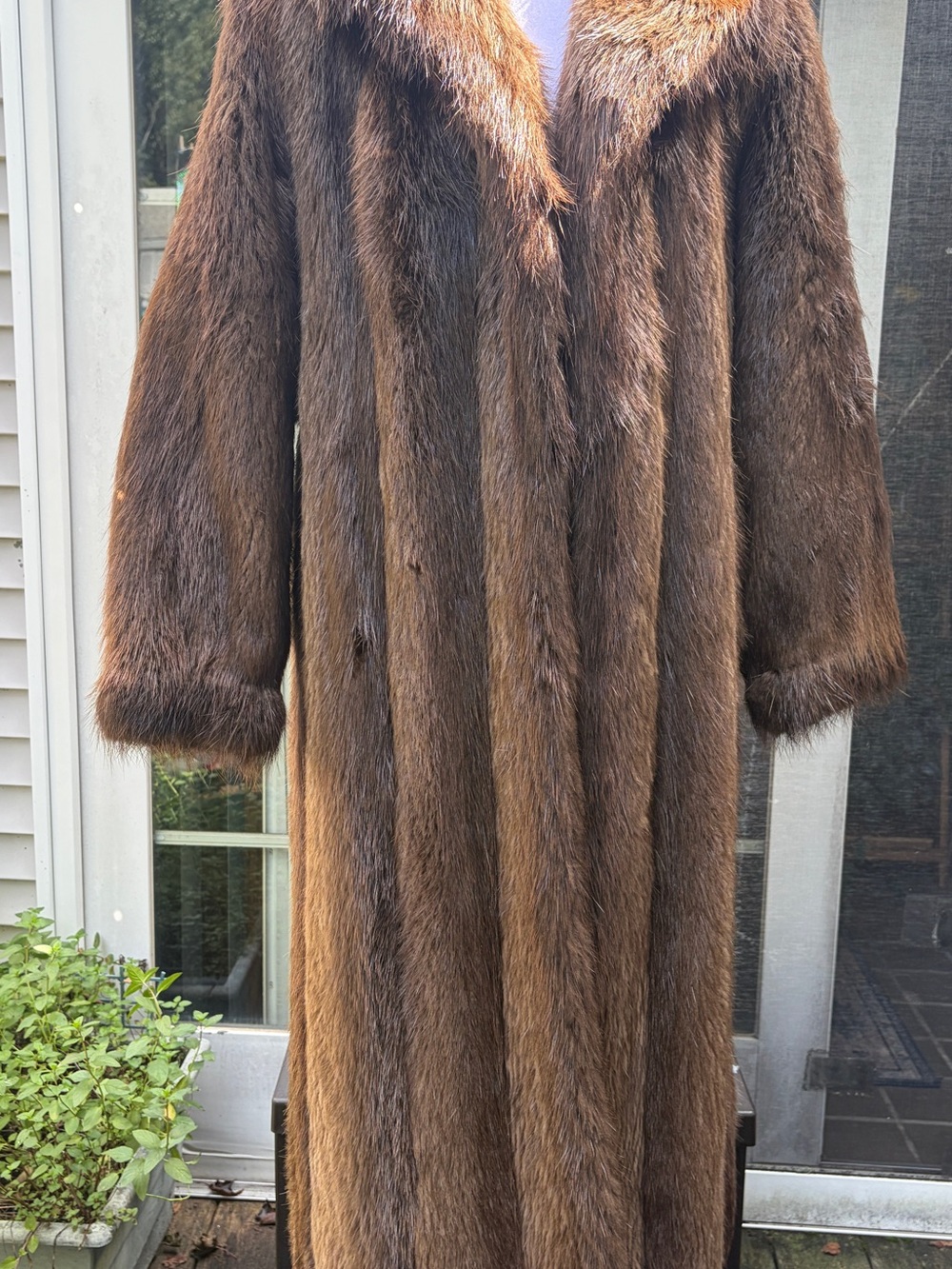 Classic Brown Full-Length Wolfie CanadianBeaver Fur Coat - Unisex Coat